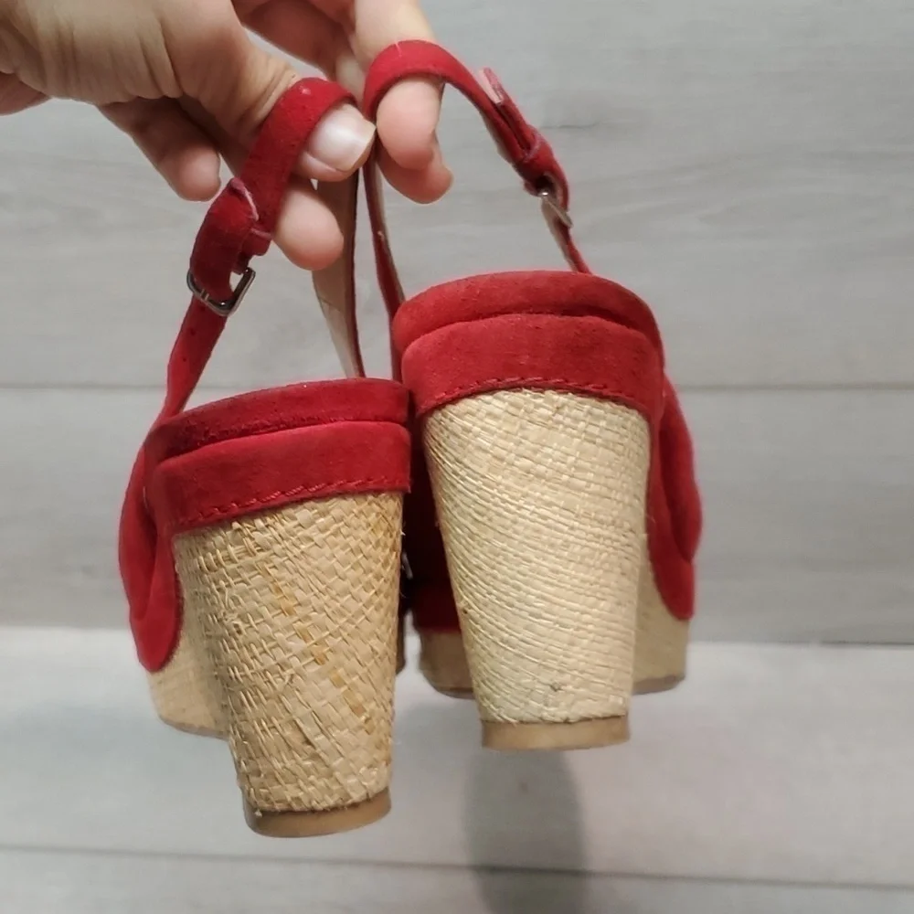 Stuart Weitzman Womens Ankle Suede Slingback Wedge Sandals shoes sz 7.5M - Picture 7 of 13